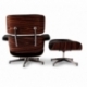 Replica van de Eames fauteuil in kunstleer en chromen onderstel van Charles & Ray