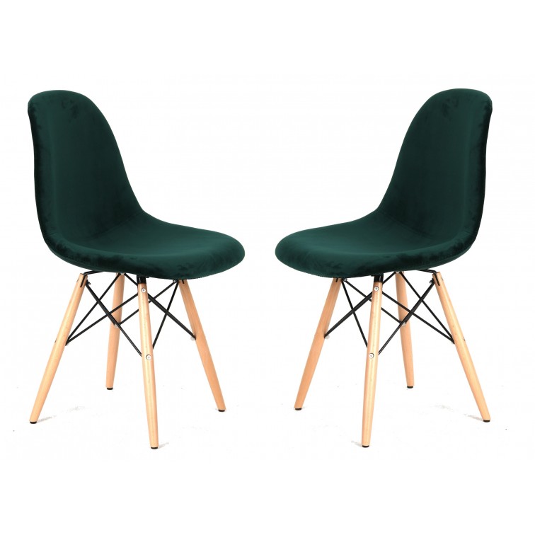 Set van 2 fluwelen groene stoelen