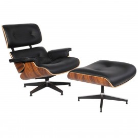 Replika fotela Eames Lounge ze skóry syntetycznej autorstwa Charles & Ray