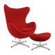 Replica Egg Chair met voetensteun van ontwerper Arne Jacobsen