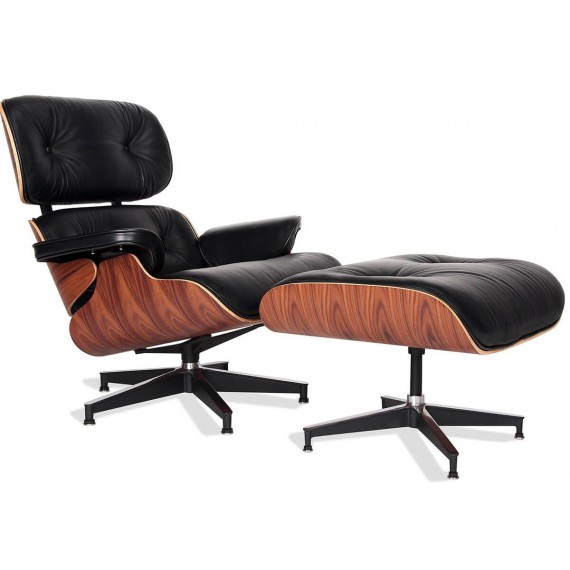 Replika Eames Lounge Chair i Aniline Leather och Palissandro Wood av Charles & Ray Eame