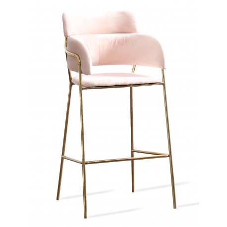 Taburete alto Taburete creativo de piel sintética con patas de metal  dorado, cómoda silla de bar con respaldo, juego de 2 elegantes/delicados
