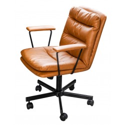 Office Chair Upholstered In Brown Faux Leather