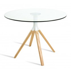 Braun design table in tempered glass and beech wood